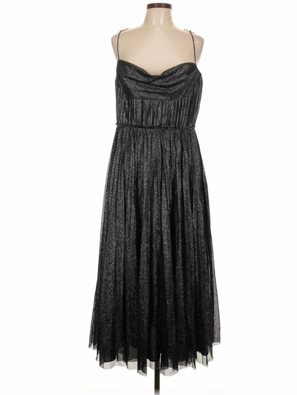 Lela Rose Black Shimmery Maxi Dress with Spaghetti Straps Size 14